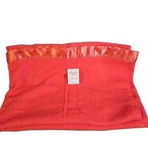 Vintage The Blanket House Satin Edge Fleece Blanket Red Retro Read